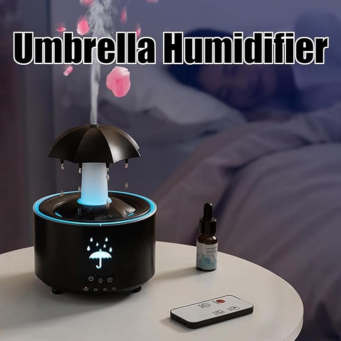 🌧️🎵 Audio Humidifier with Rain Effect – LED Aromatherapy Diffuser & Sleep Night Light