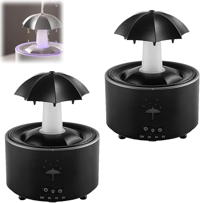 🌧️🎵 Audio Humidifier with Rain Effect – LED Aromatherapy Diffuser & Sleep Night Light