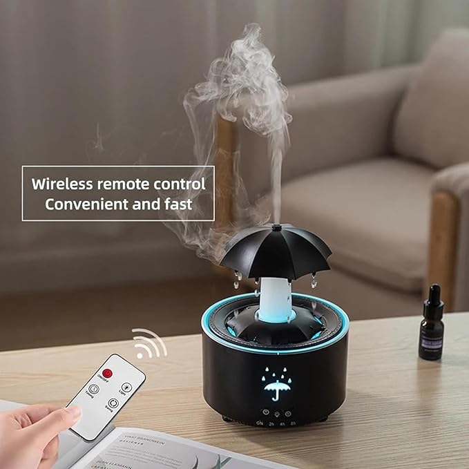 🌧️🎵 Audio Humidifier with Rain Effect – LED Aromatherapy Diffuser & Sleep Night Light