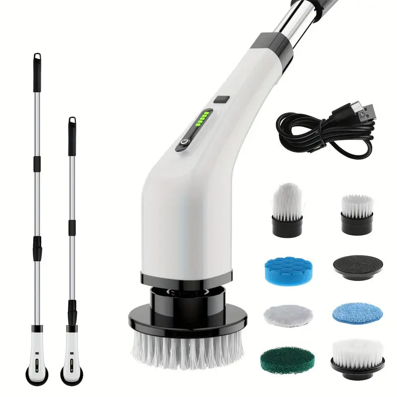 🧼⚡ 5-in-1 Electric Spin Scrubber – Cordless Handheld Power Cleaning Brush with 5 Replaceable Heads for Bathroom, Kitchen & Shoes