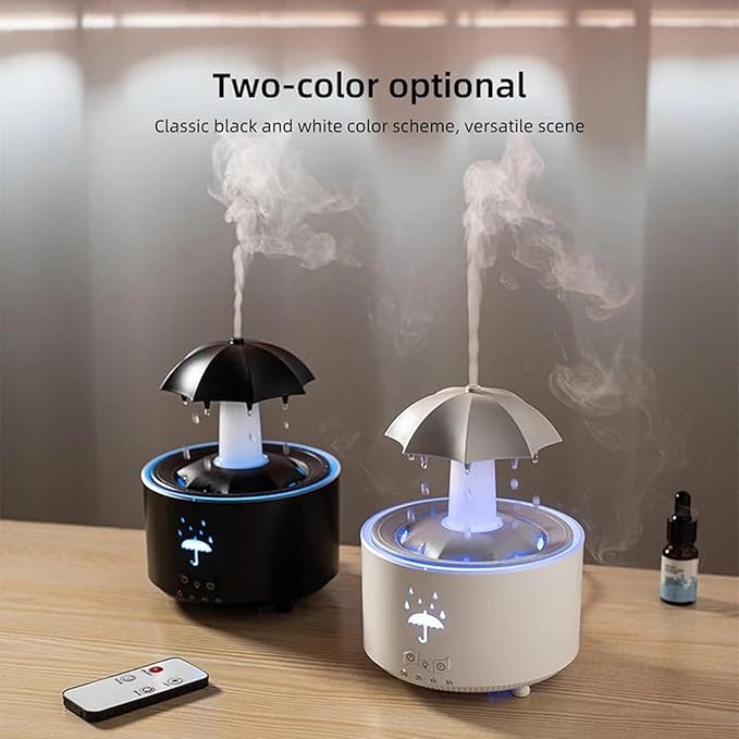 🌧️🎵 Audio Humidifier with Rain Effect – LED Aromatherapy Diffuser & Sleep Night Light