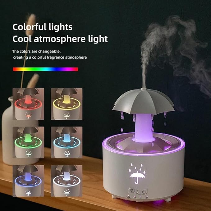 🌧️🎵 Audio Humidifier with Rain Effect – LED Aromatherapy Diffuser & Sleep Night Light